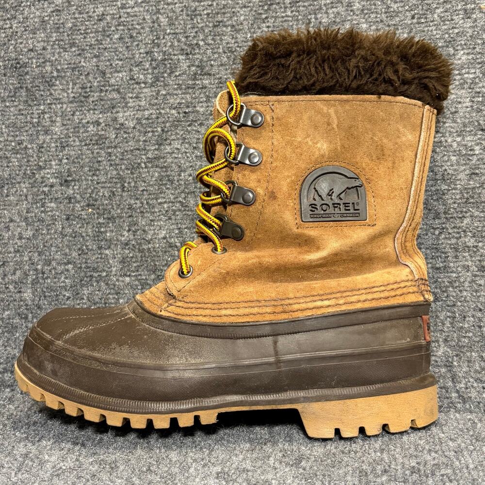 Sorel Kaufman Crusader Suede Boots Rubber Winter Snow Womens 9 Vintage Caribou
